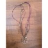 Collier sautoir bordeaux peace and love 