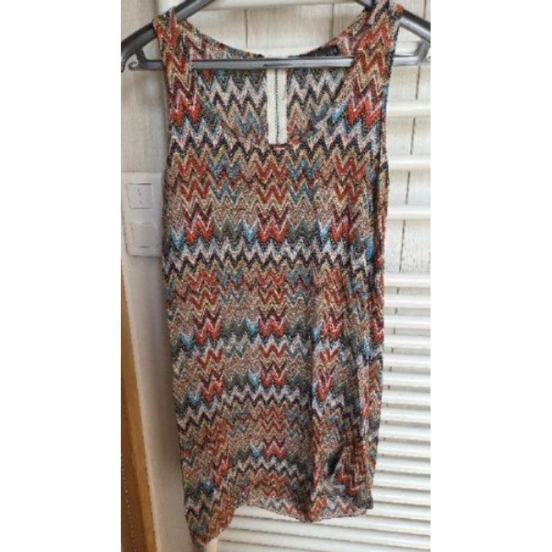 Robe été Yvesline sans manche turquoise marron taille M 