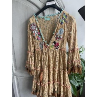 Robe été hippie marron à...