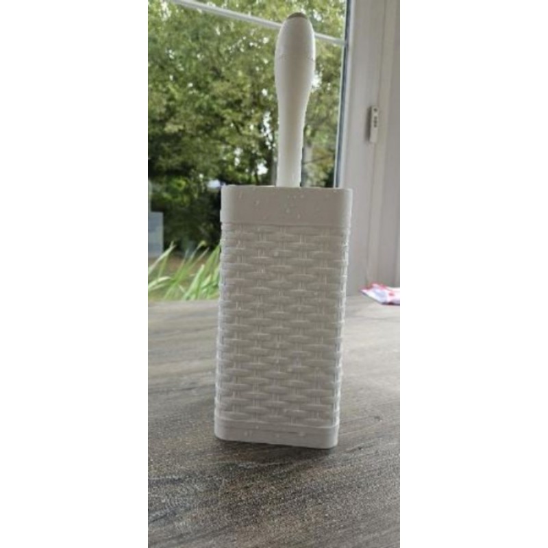 Brosse WC carrée avec réservoir et support blanche, jamais servi.