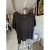 BLOUSE CANDA NOIR FLEUR ARGENT XXL