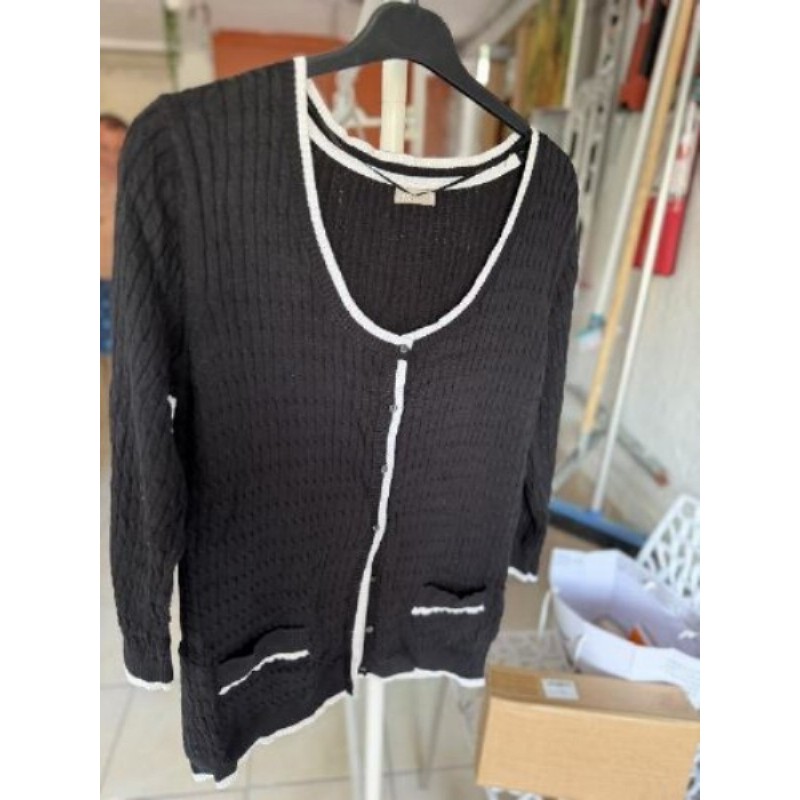 GILET NOIR CONTOUR BLANC
