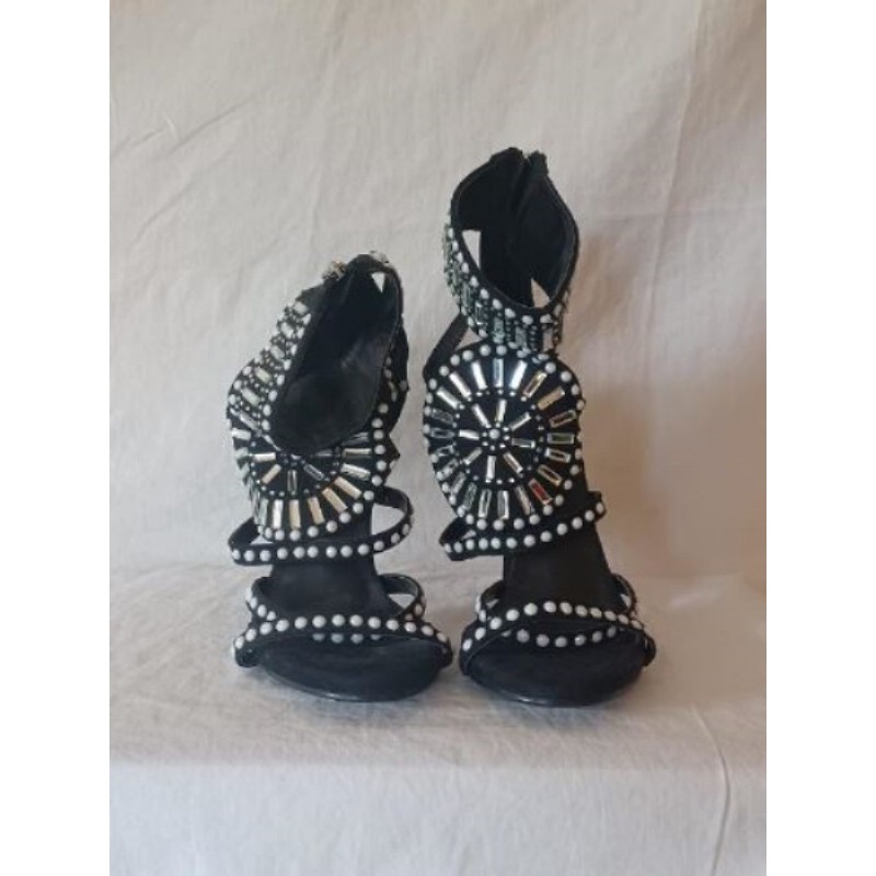 Talon  noir stras argenté 38