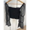 Top noir avec manches transparentes taille 40