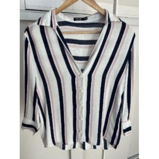 Chemise à rayures bleu et...
