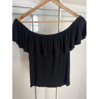 Top noir à volant taille S
