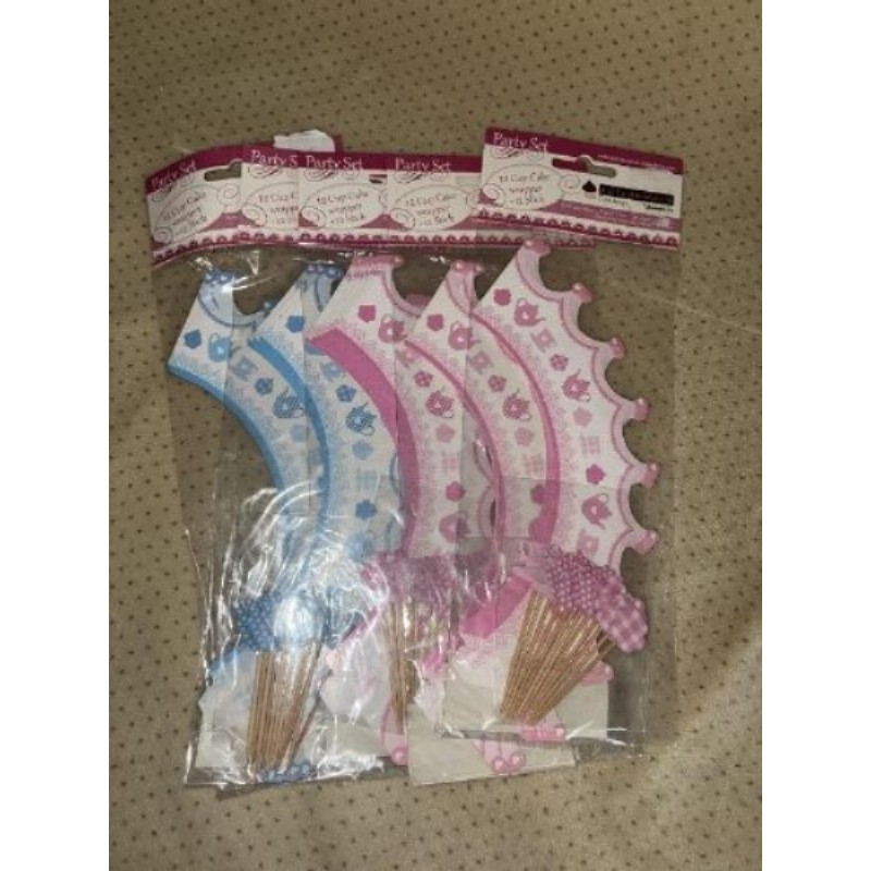 Lot de 5 paquets couronne pour cup’s cakes rose et bleu