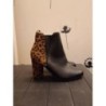 Bottines noir talons léopard 40