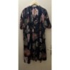 Kimono noir motif feuille de palmes M  