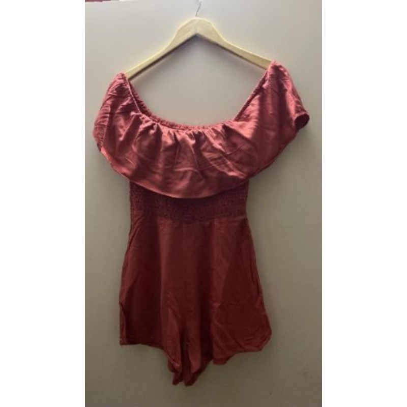 Combishort rose à col bardot T38, Asos