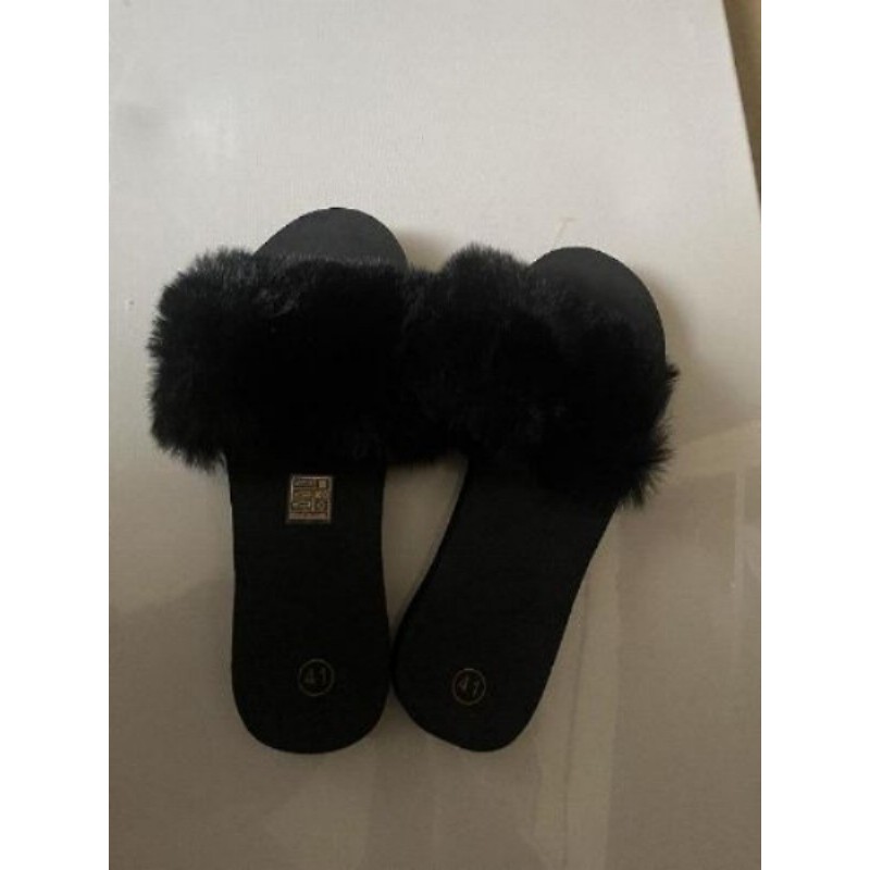 Paire de claquettes à fourrure noire 41 