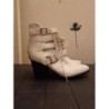 Bottines blanches talons noir sangle 38