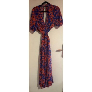 Robe longue dos nu Taille M – Bleu et orange – Très bon état