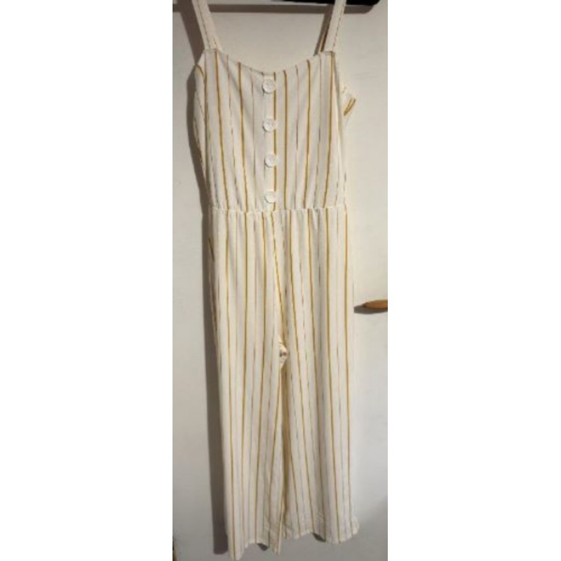 Combinaison pantalon Jennyfer rayée blanc et jaune – Taille M – Très bon état