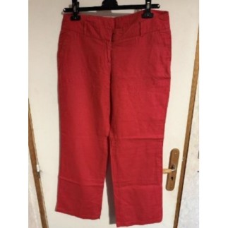 Pantalon Camaïeu rouge en lin – Taille 38 – Très bon état