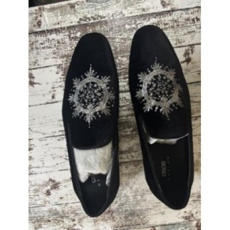Mocassins ASOS DESIGN noirs brodés – Taille 40,5 Noir 