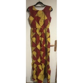 Robe longue wax rouge et jaune – Taille S