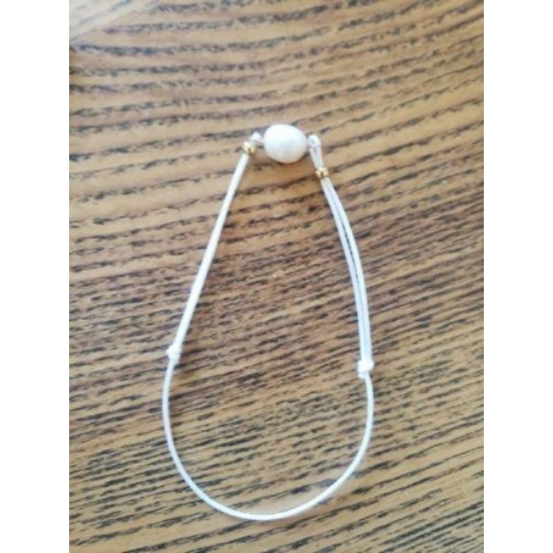 Bracelet cordon perle eau douce acier