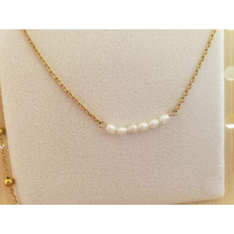 Collier acier inoxydable perles eau douce
