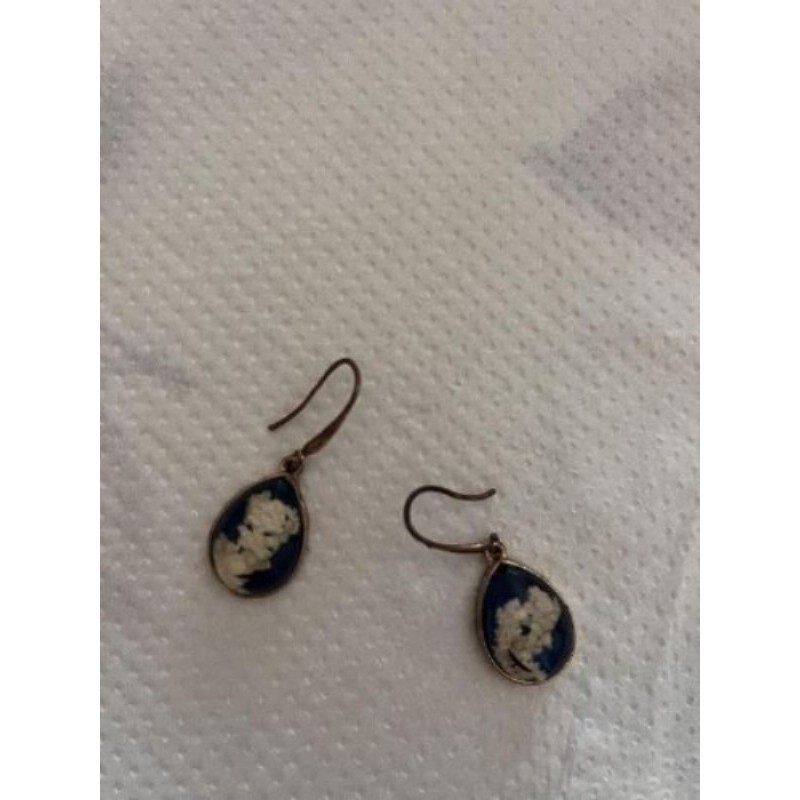 Boucles d’oreilles pierre bleues/blanc