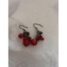 Boucles d’oreilles, chute, perles, rouge