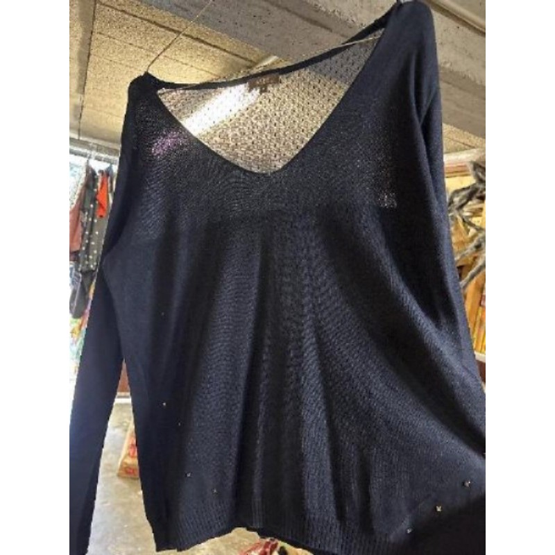 Pull ajouré bleu marine taille M 