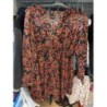 Roube noire fleurs rouges taille XL -A