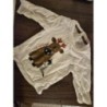 Tee shirt blanc manches longues renne et raton laveur - Obaibi - 3 mois 