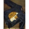 Tee shirt bleu foncé manches longues renard et lapin - Obaibi - 3 mois