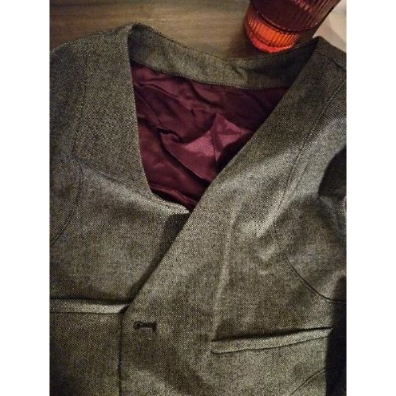 Gilet de costume gris fond rouge foncé - Devred - XL
