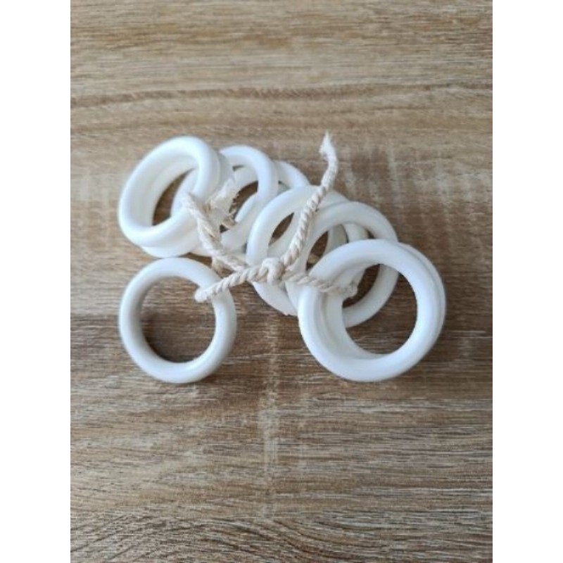 Lot 10 anneaux plastique blanc diam 3cm