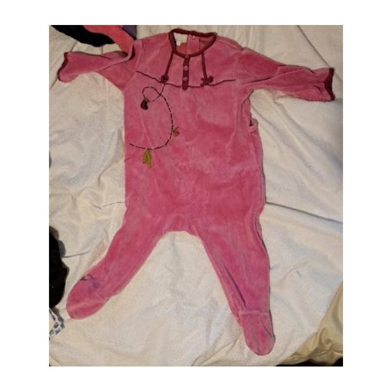 Pyjama rose avec motifs fruits en relief, marque La Compagnie des Petits, 18 mois
