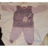 Pyjama 2 pièces avec haut mauve à rayures motif chien et bas pantalon mauve, marque Tissaia, 12 mois