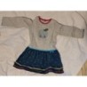 Robe avec haut gris et motif pomme, bas bleu foncé à pois bleu clair, marque Catimini, 18 mois