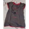 Robe grise en coton avec bords rose fushia et motif chat, marque Orchestra, 12 mois