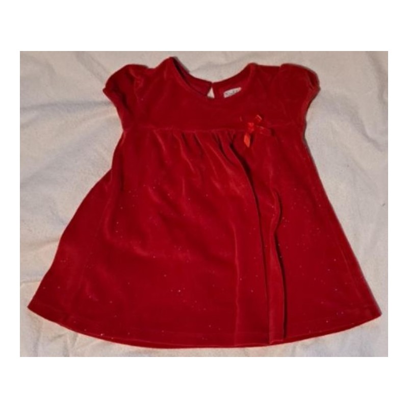 Robe rouge vif à paillettes imitation velours, marque Kimbaloo, 12 mois
