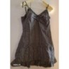 Robe vert foncé avec rayures fines roses et blanches, à bretelles marque Kiabi, taille 42