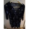 Robe noire motifs fleurs et feuilles, marque Kiabi, taille 42-44