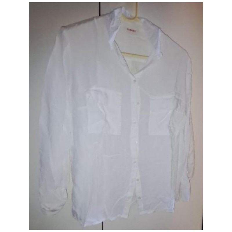 Chemisier blanc à manches longues en viscose Camaïeu, taille 46