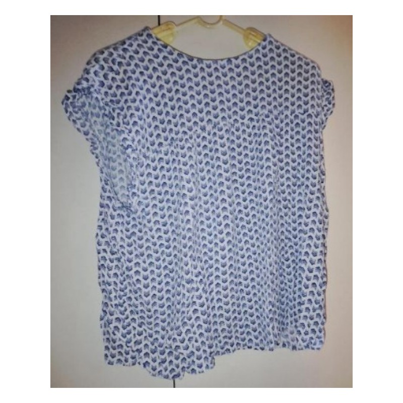 Top blanc et bleu en viscose Kiabi, taille 46