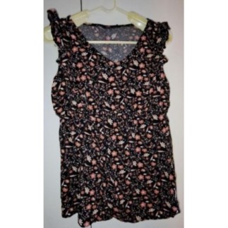 Top marron fleurs tons...