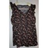 Top marron fleurs tons orangés Kiabi, taille 44