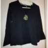T-shirt manches longues noir avec fleur brodée, taille 42-44