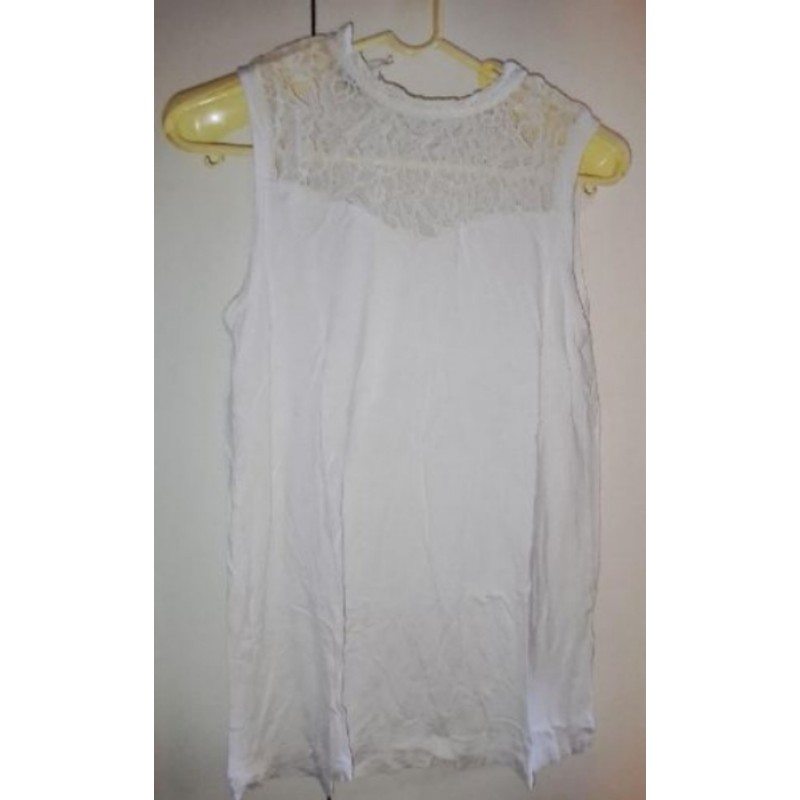 Top blanc crème avec dentelle Kiabi, taille 42-44