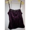 Débardeur couleur lie de vin imitation velours avec sequins et perles MachinChose, taille 38