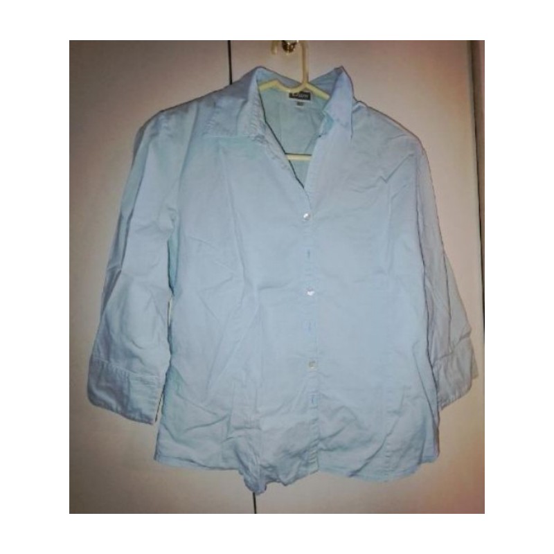 Chemisier bleu clair en coton manches longues Etam, taille 42