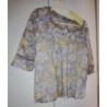 Tunique beige foncé à fleurs jaunes et blanches Kiabi, taille 44