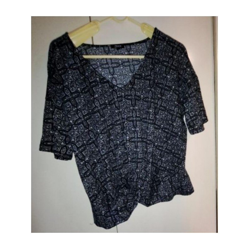 T-shirt bleu motifs blancs en polyester Liberto, taille 44