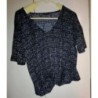 T-shirt bleu motifs blancs en polyester Liberto, taille 44