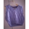 Débardeur court en laine mauve, tricoté mains, taille 40